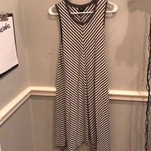 Green and white striped tank dress